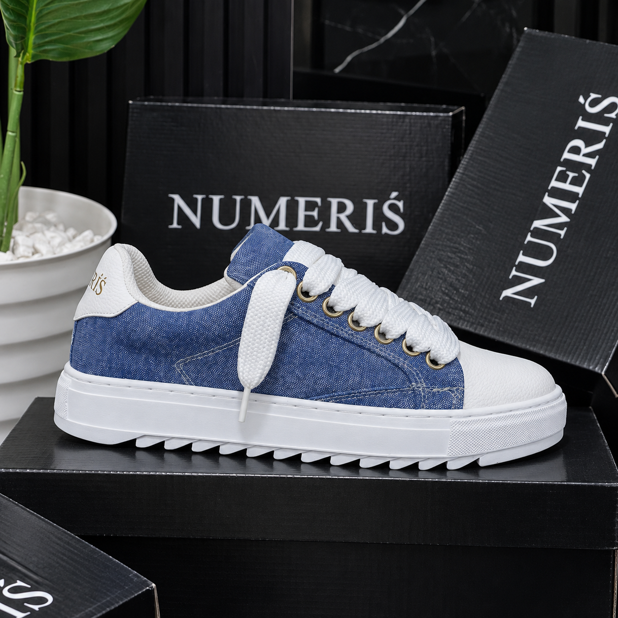 Sneakers NUMERIS — Bleu uni – Image 2