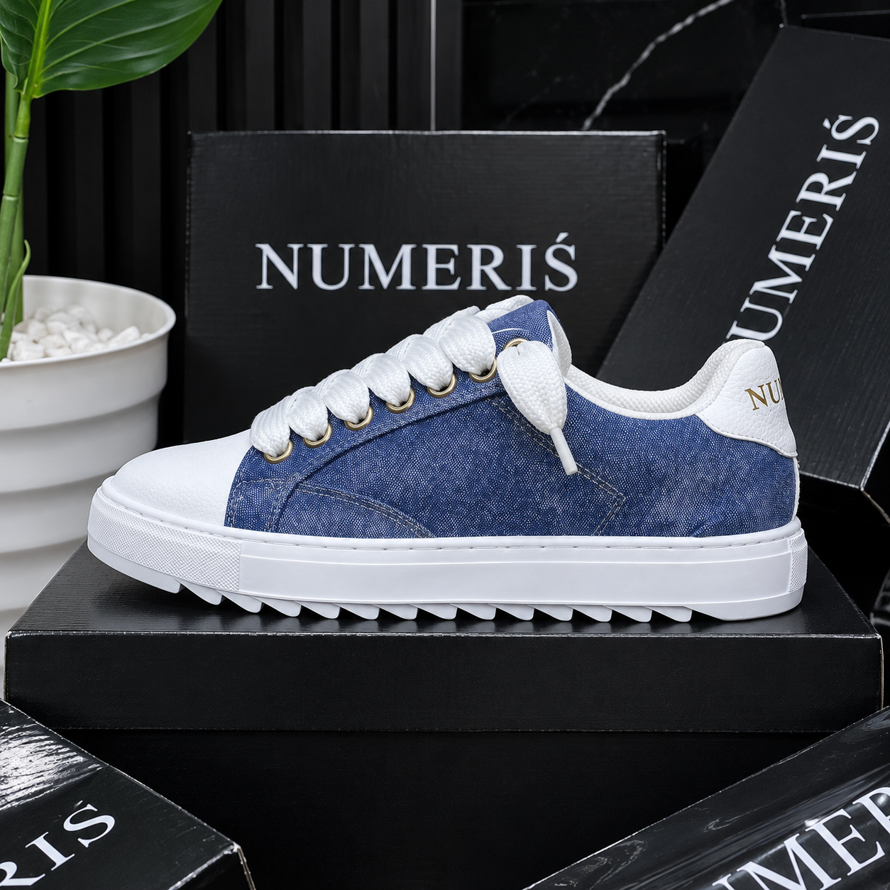 Sneakers NUMERIS — Bleu uni – Image 3
