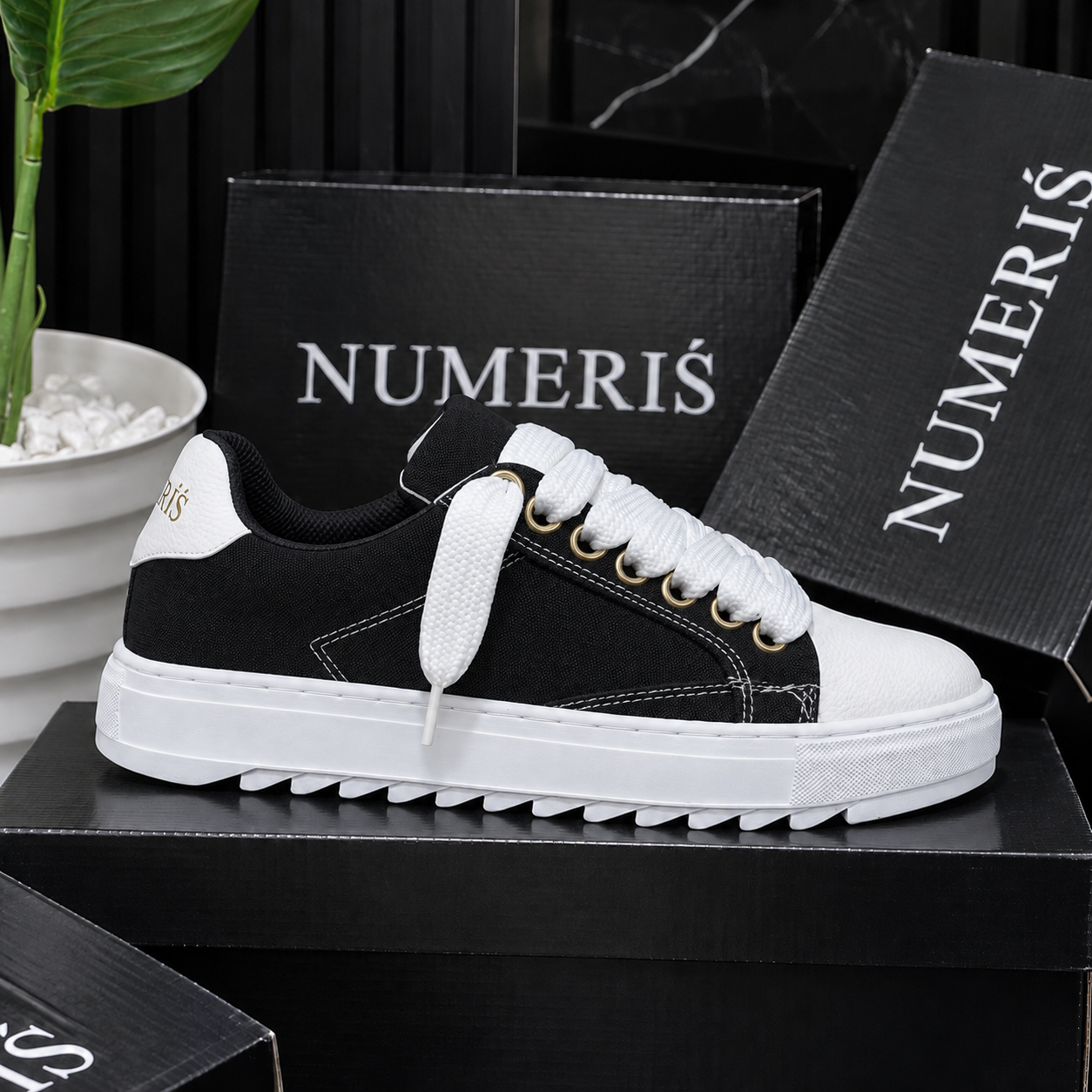 Sneakers NUMERIS — Noir uni – Image 2