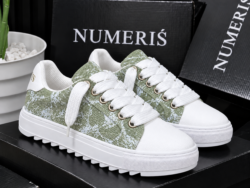 Sneakers NUMERIS — Vert motif blanc