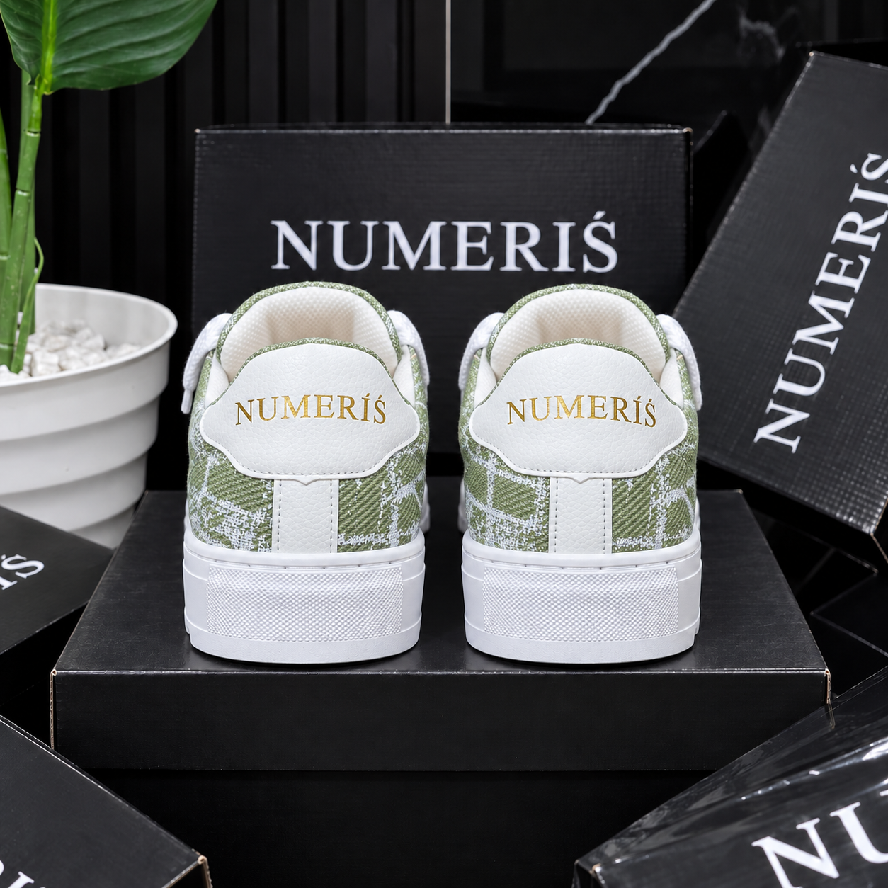 Sneakers NUMERIS — Vert motif blanc – Image 4